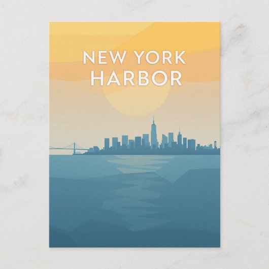 New York Harbor Sunset ポストカード (正面)