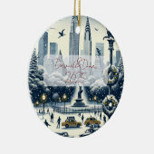 New York Holiday Elegance - Customisable Christmas セラミックオーナメント (右)