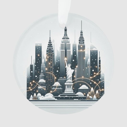 New York Holiday Elegance - Customizable Christmas オーナメント (正面)