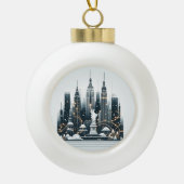 New York Holiday Elegance - Customizable Christmas セラミックボールオーナメント (正面)