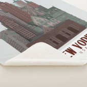 New York in Clouds - Dark Red and Green シェルパブランケット (3/4)