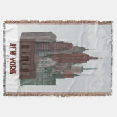 New York in Clouds - Dark Red and Green スローブランケット (正面)