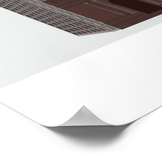 New York in Clouds - Dark Red and Green ポスター (角)