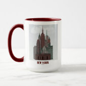 New York in Clouds - Dark Red and Green マグカップ (左)
