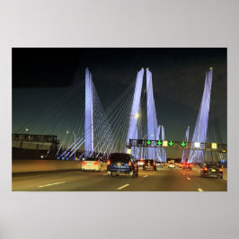 New York Lighted Bridge Poster ポスター