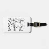 New York London Paris – カスタマイズ可能タイポグラフィ ラゲッジタグ (正面横)