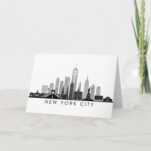 NEW YORK Manhatten USAシティスカイラインシルエット カード