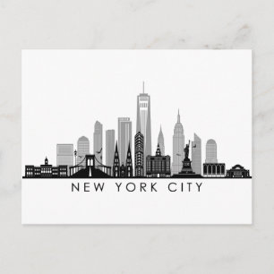NEW YORK Manhatten USAシティスカイラインシルエット ポストカード