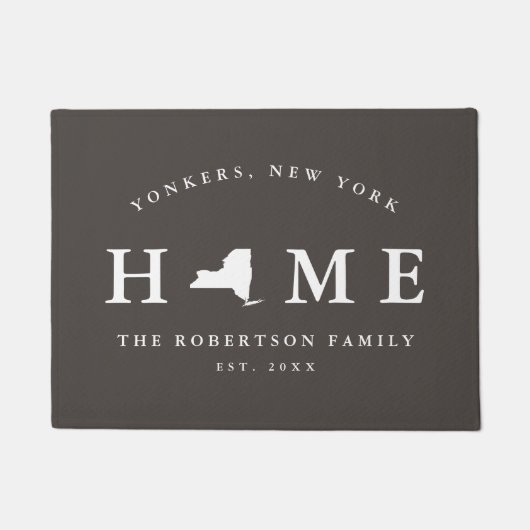 New York Map Mat, Doormatの灰色と白の州 ドアマット (正面)