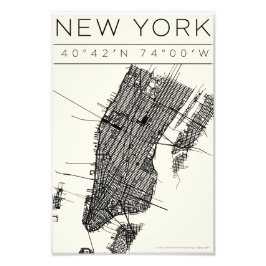 New York Map Poster – Minimal Street Art フォトプリント