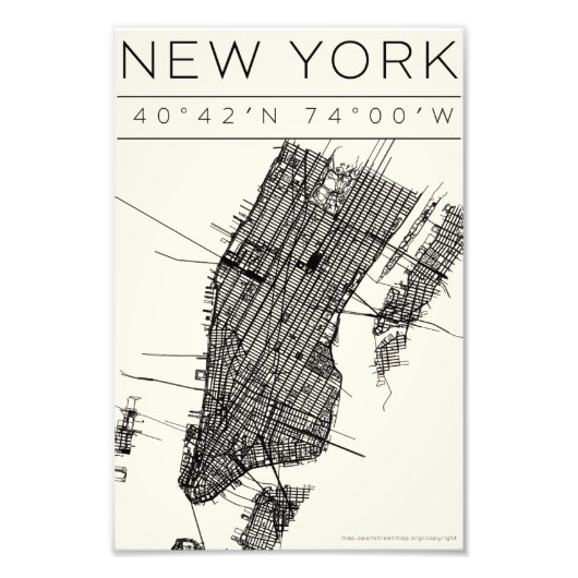 New York Map Poster – Minimal Street Art フォトプリント (正面)