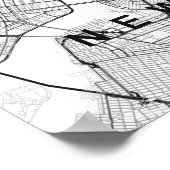 New York Minimalist Map (Black & White) ポスター (角)