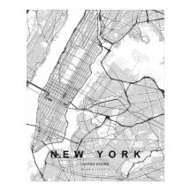 New York Minimalist Map (Black & White)