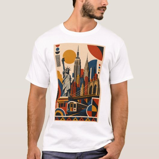 New-York Modern – Geometric Art T-Shirt Tシャツ (正面)