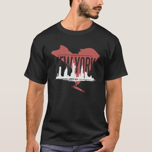 New York New York City Skyline Silhouette Outline  Tシャツ (正面)