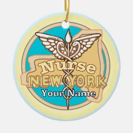 New York Nurse Caduceus  セラミックオーナメント (正面)