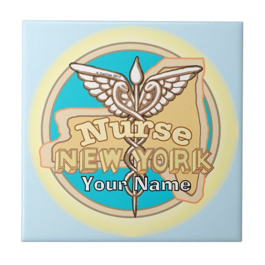 New York Nurse Caduceus Tile タイル (正面)