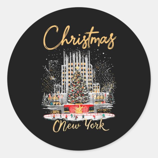 New York Ny Christmas Girl Trip Matching  ラウンドシール (正面)