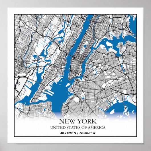 New York NY USA United States Travel City Map ポスター (正面)