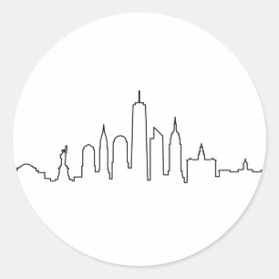 NEW YORK NYC Manhatten USAシティスカイラインシルエット ラウンドシール