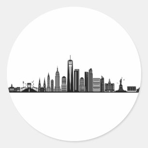 NEW YORK NYC Manhatten USAシティスカイラインシルエット ラウンドシール