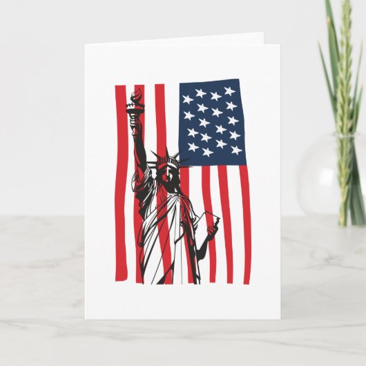 New York NYC Statue of Liberty USA America Flag カード (正面)