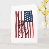 New York NYC Statue of Liberty USA America Flag カード (黄色い花)