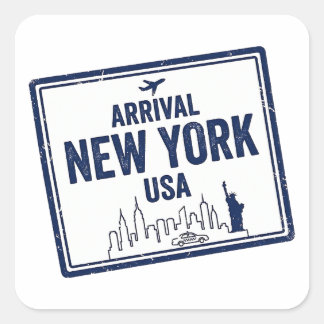 New York Passport Stamp Arrival USA スクエアシール