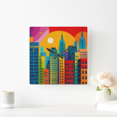 New York Pop Art スクエア壁時計 (ホーム)