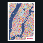 New York Poster ポスター<br><div class="desc">The illustrated city map poster of New York contains among Manhattan other famous New York attractions like the Statue of Liberty,  Brooklyn Bridge,  Central Park,  the Guggenheim and the Empire State Building.  The print is part of the award winning city map series by Vianina.</div>