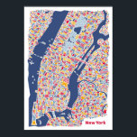 New York Poster ポスター<br><div class="desc">The illustrated city map poster of New York contains among Manhattan other famous New York attractions like the Statue of Liberty,  Brooklyn Bridge,  Central Park,  the Guggenheim and the Empire State Building.  The print is part of the award winning city map series by Vianina.</div>