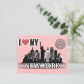 New York Postkarte – Skyline & Big Apple Motiv シーズンポストカード (スタンド正面)