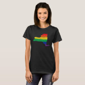 New York Pride Rainbow Flag Map Gay Lesbian LGBT S Tシャツ (正面フル)