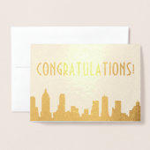 New York Skylineグリーティングカードおめでとう 箔カード (封筒付き正面)