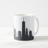 New York Skylineシルエットブラックスクリプエレガントト コーヒーマグカップ (正面右)