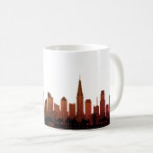 New York Skylineシルエット茶色のスクリプエレガントト コーヒーマグカップ (正面右)