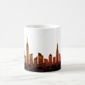 New York Skylineシルエット茶色のスクリプエレガントト コーヒーマグカップ (中央)