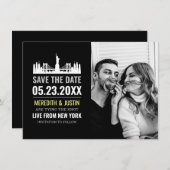 New York Skyline日付の保存 招待状 (正面/裏面)