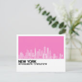 New York Skyline +ピンクの座標 ポストカード (スタンド正面)