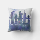 New York Skyline – 水色ブルー クッション (裏面)