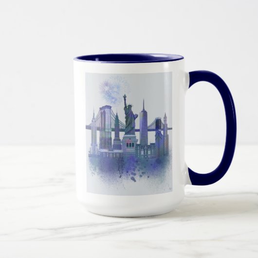 New York Skyline – 水色ブルー マグカップ (右)