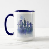 New York Skyline – 水色ブルー マグカップ (左)
