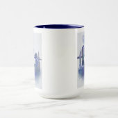 New York Skyline – 水色ブルー マグカップ (中央)