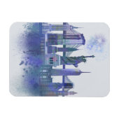 New York Skyline – 水色ブルー マグネット (横)