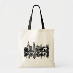 New York skyline in black ink トートバッグ
