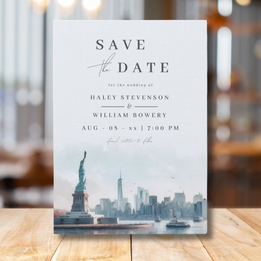 New York Skyline Liberty Wedding Save the Date セーブザデート