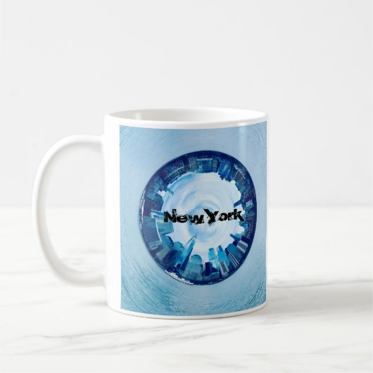 new york skyline of skyscrapers in round cup mug コーヒーマグカップ (左)