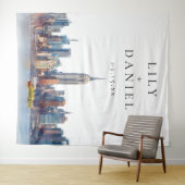 New York Skyline Wedding Photo Backdrop タペストリー (インサイチュ(横))
