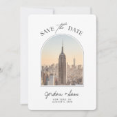 New York Skyline Wedding Save the Date 招待状 (正面)