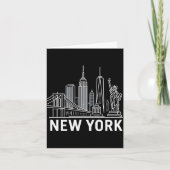 New York Skyline With Statue Of Liberty White Line カード (正面)
